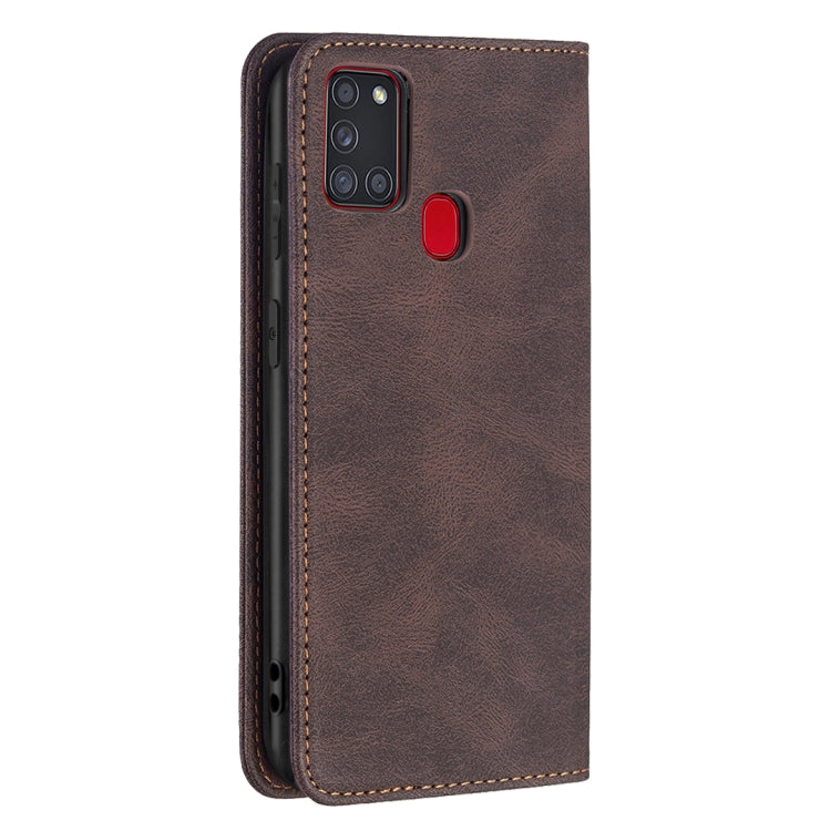 For Samsung Galaxy A21s Magnetic RFID Blocking Anti-Theft Leather Case with Holder & Card Slots & Wallet