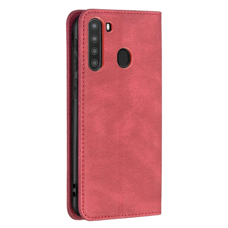 For Samsung Galaxy A21 Magnetic RFID Blocking Anti-Theft Leather Case with Holder & Card Slots & Wallet
