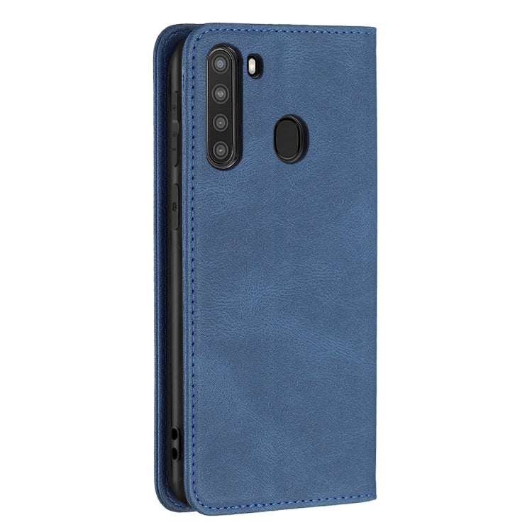 For Samsung Galaxy A21 Magnetic RFID Blocking Anti-Theft Leather Case with Holder & Card Slots & Wallet