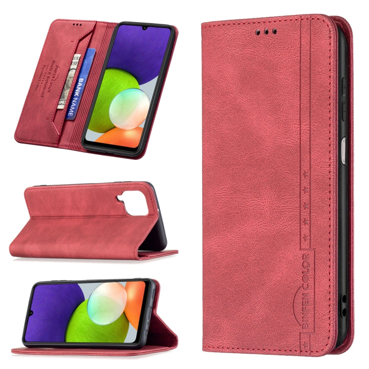 For Samsung Galaxy A22 4G Magnetic RFID Blocking Anti-Theft Leather Case with Holder & Card Slots & Wallet