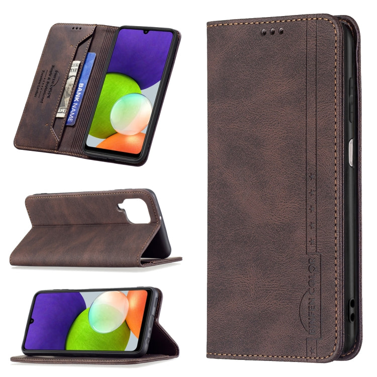 For Samsung Galaxy A22 4G Magnetic RFID Blocking Anti-Theft Leather Case with Holder & Card Slots & Wallet