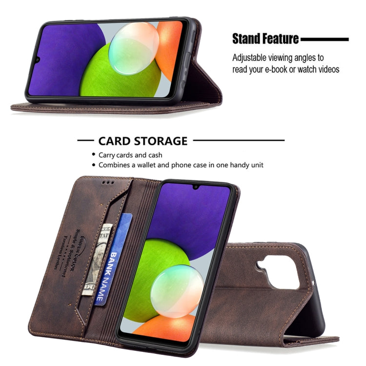 For Samsung Galaxy A22 4G Magnetic RFID Blocking Anti-Theft Leather Case with Holder & Card Slots & Wallet