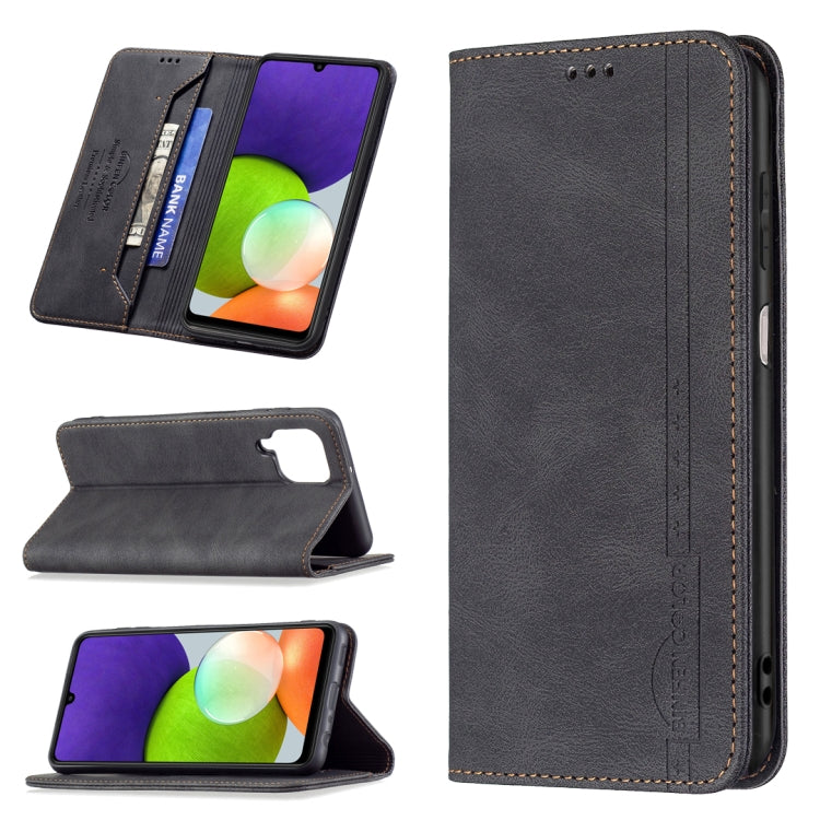 For Samsung Galaxy A22 4G Magnetic RFID Blocking Anti-Theft Leather Case with Holder & Card Slots & Wallet