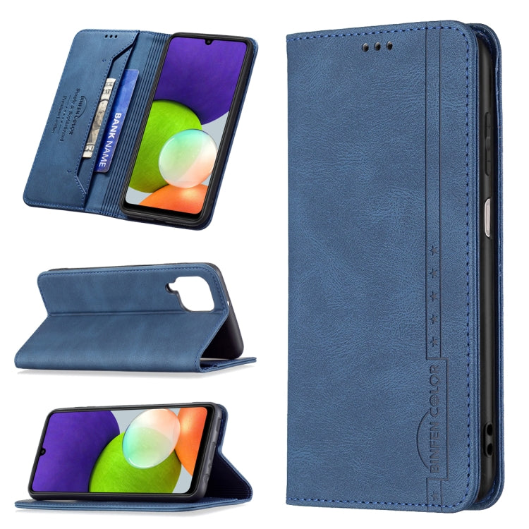 For Samsung Galaxy A22 4G Magnetic RFID Blocking Anti-Theft Leather Case with Holder & Card Slots & Wallet