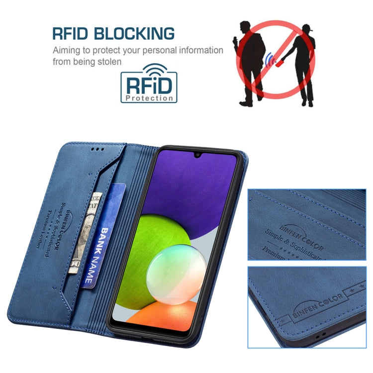 For Samsung Galaxy A22 4G Magnetic RFID Blocking Anti-Theft Leather Case with Holder & Card Slots & Wallet