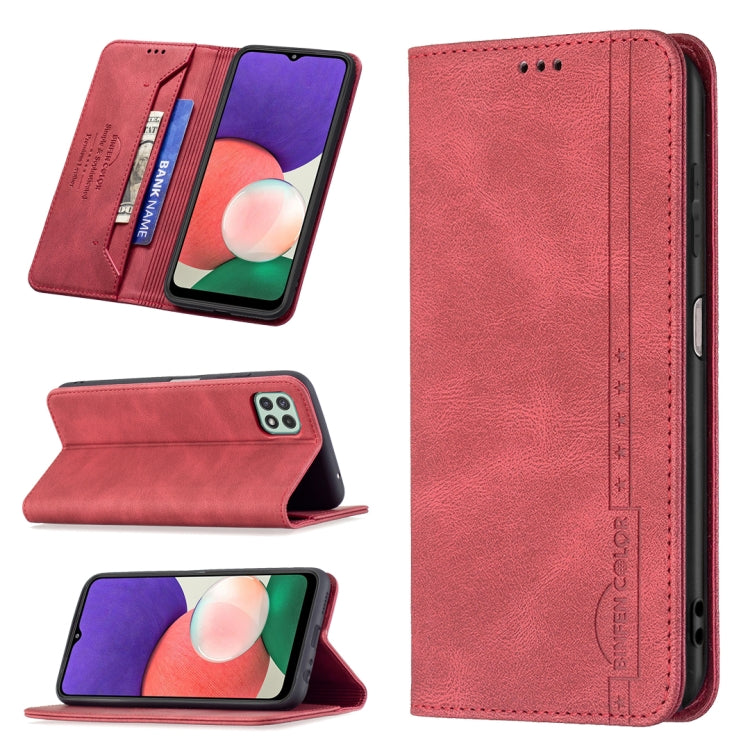 For Samsung Galaxy A22 5G Magnetic RFID Blocking Anti-Theft Leather Case with Holder & Card Slots & Wallet