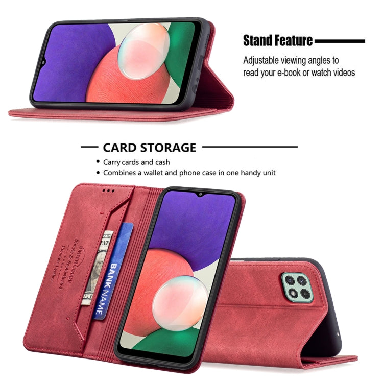 For Samsung Galaxy A22 5G Magnetic RFID Blocking Anti-Theft Leather Case with Holder & Card Slots & Wallet