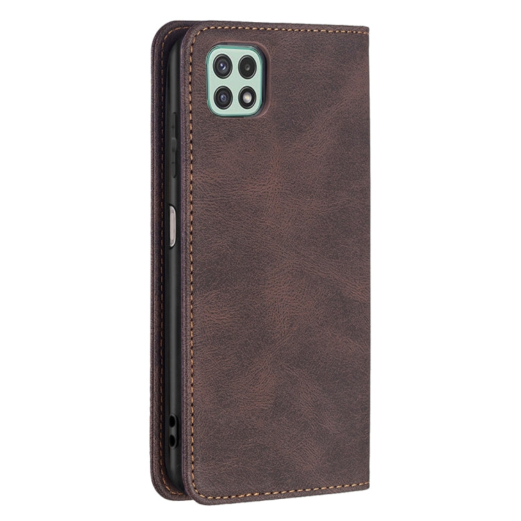 For Samsung Galaxy A22 5G Magnetic RFID Blocking Anti-Theft Leather Case with Holder & Card Slots & Wallet