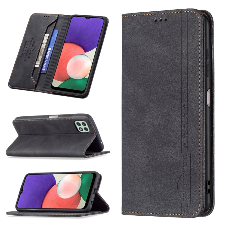 For Samsung Galaxy A22 5G Magnetic RFID Blocking Anti-Theft Leather Case with Holder & Card Slots & Wallet