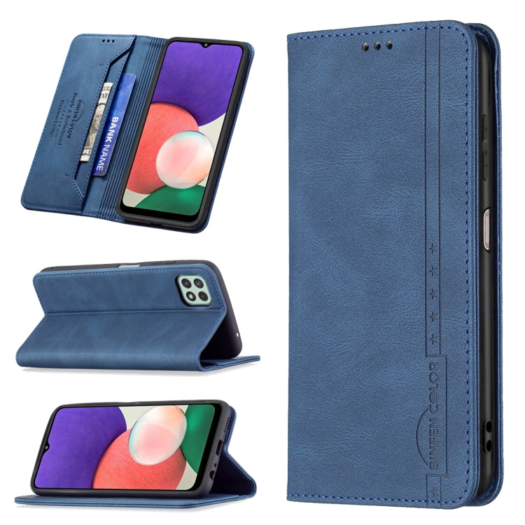 For Samsung Galaxy A22 5G Magnetic RFID Blocking Anti-Theft Leather Case with Holder & Card Slots & Wallet