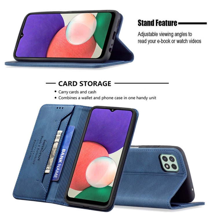 For Samsung Galaxy A22 5G Magnetic RFID Blocking Anti-Theft Leather Case with Holder & Card Slots & Wallet