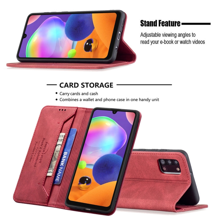For Samsung Galaxy A31 Magnetic RFID Blocking Anti-Theft Leather Case with Holder & Card Slots & Wallet