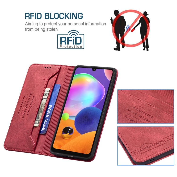 For Samsung Galaxy A31 Magnetic RFID Blocking Anti-Theft Leather Case with Holder & Card Slots & Wallet