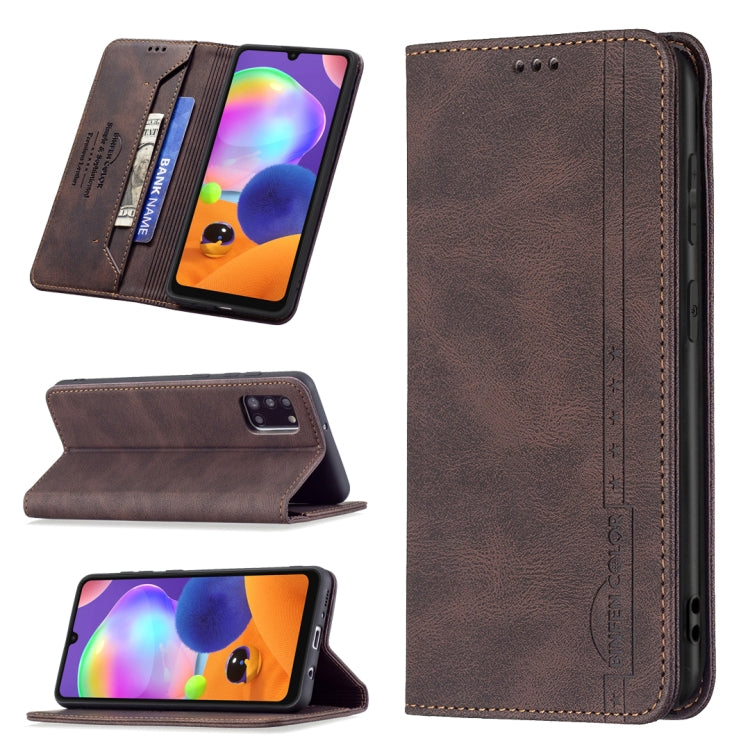 For Samsung Galaxy A31 Magnetic RFID Blocking Anti-Theft Leather Case with Holder & Card Slots & Wallet