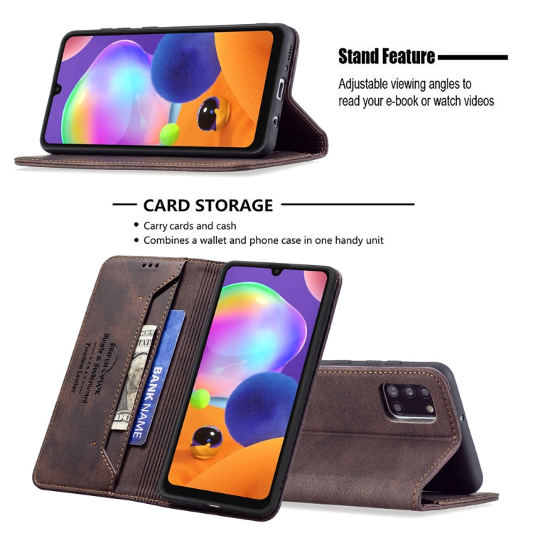 For Samsung Galaxy A31 Magnetic RFID Blocking Anti-Theft Leather Case with Holder & Card Slots & Wallet