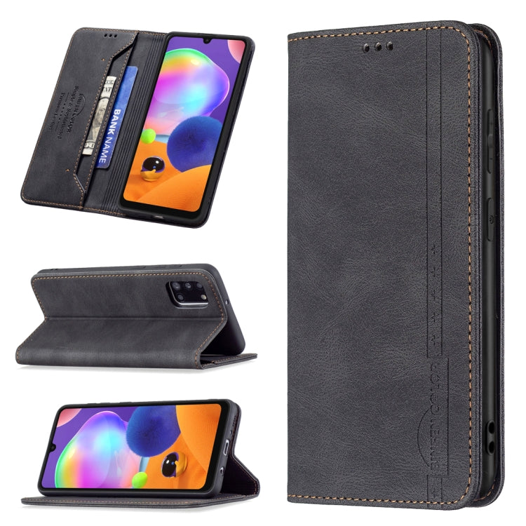 For Samsung Galaxy A31 Magnetic RFID Blocking Anti-Theft Leather Case with Holder & Card Slots & Wallet