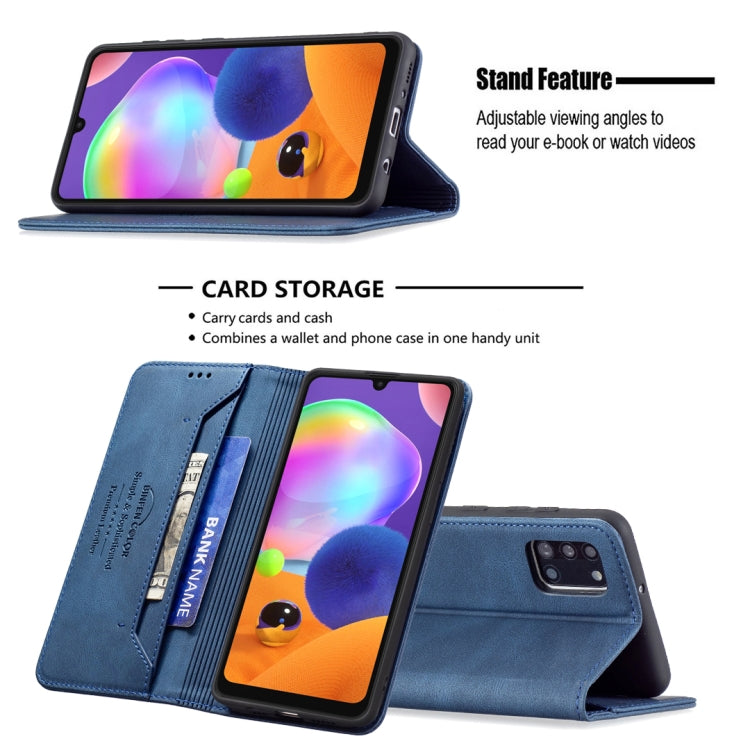 For Samsung Galaxy A31 Magnetic RFID Blocking Anti-Theft Leather Case with Holder & Card Slots & Wallet