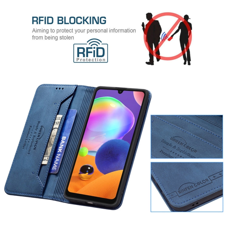 For Samsung Galaxy A31 Magnetic RFID Blocking Anti-Theft Leather Case with Holder & Card Slots & Wallet
