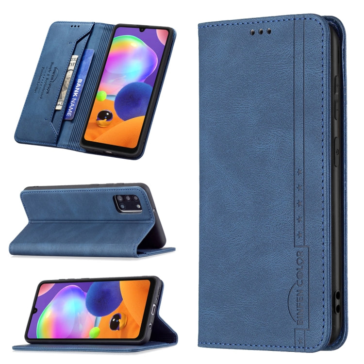 For Samsung Galaxy A31 Magnetic RFID Blocking Anti-Theft Leather Case with Holder & Card Slots & Wallet
