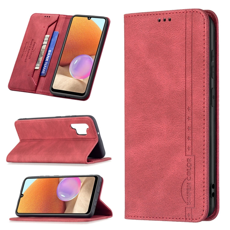 For Samsung Galaxy A32 4G Magnetic RFID Blocking Anti-Theft Leather Case with Holder & Card Slots & Wallet