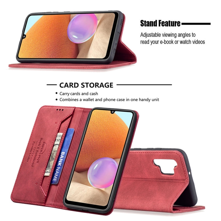 For Samsung Galaxy A32 4G Magnetic RFID Blocking Anti-Theft Leather Case with Holder & Card Slots & Wallet