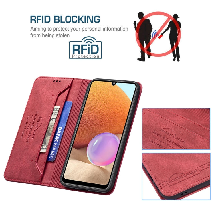 For Samsung Galaxy A32 4G Magnetic RFID Blocking Anti-Theft Leather Case with Holder & Card Slots & Wallet