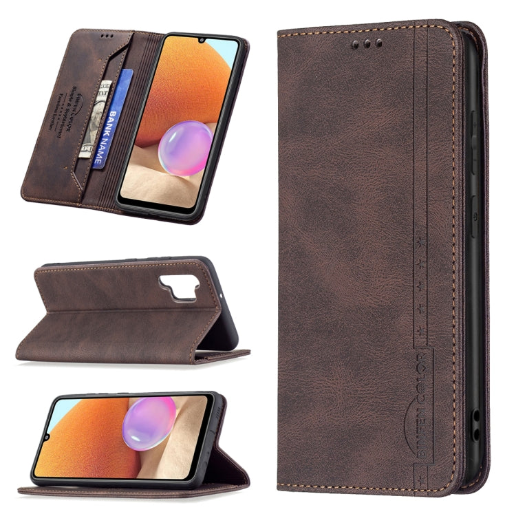 For Samsung Galaxy A32 4G Magnetic RFID Blocking Anti-Theft Leather Case with Holder & Card Slots & Wallet