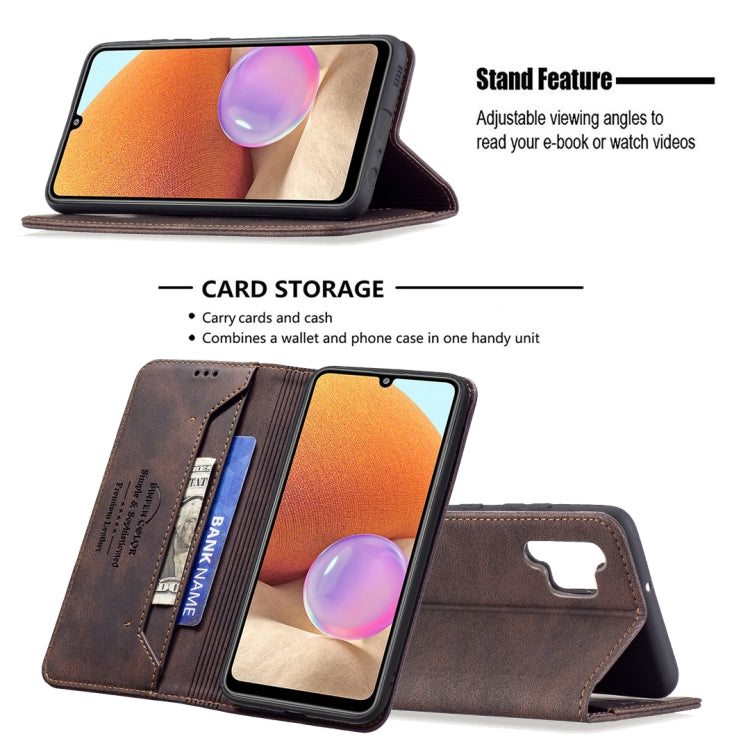 For Samsung Galaxy A32 4G Magnetic RFID Blocking Anti-Theft Leather Case with Holder & Card Slots & Wallet