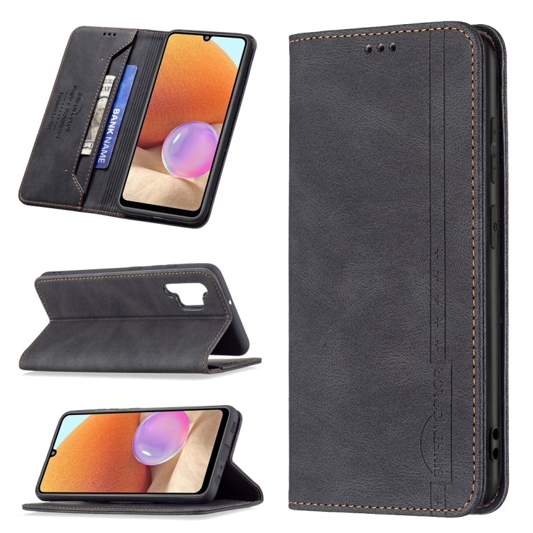 For Samsung Galaxy A32 4G Magnetic RFID Blocking Anti-Theft Leather Case with Holder & Card Slots & Wallet