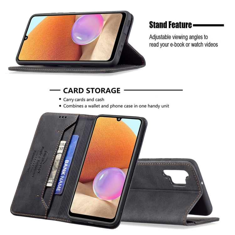 For Samsung Galaxy A32 4G Magnetic RFID Blocking Anti-Theft Leather Case with Holder & Card Slots & Wallet