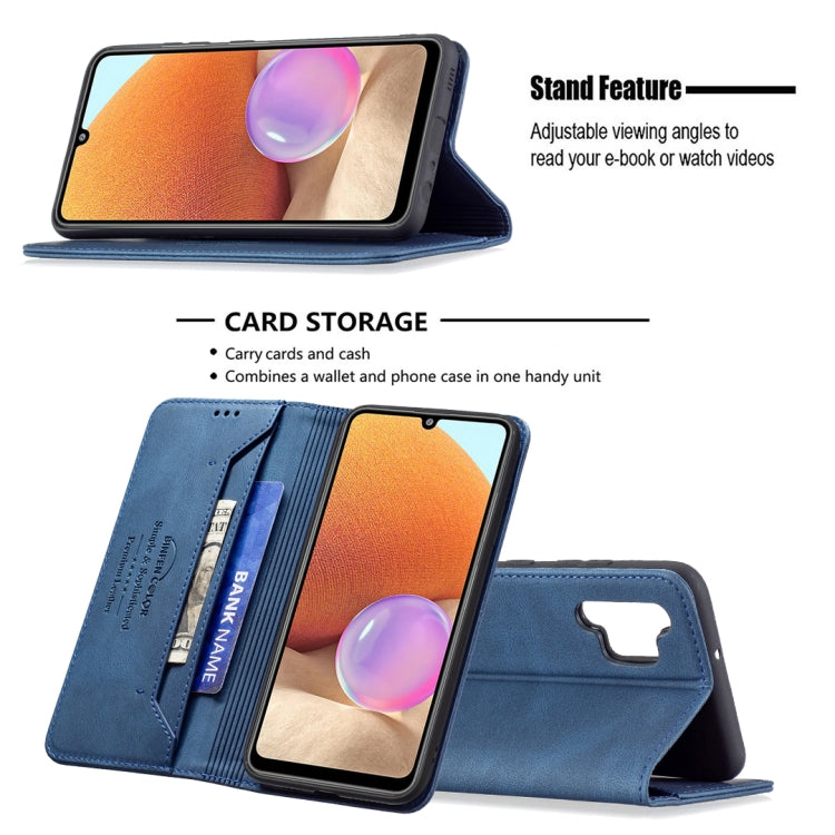 For Samsung Galaxy A32 4G Magnetic RFID Blocking Anti-Theft Leather Case with Holder & Card Slots & Wallet
