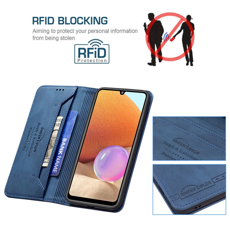 For Samsung Galaxy A32 4G Magnetic RFID Blocking Anti-Theft Leather Case with Holder & Card Slots & Wallet