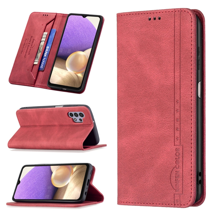 For Samsung Galaxy A32 5G Magnetic RFID Blocking Anti-Theft Leather Case with Holder & Card Slots & Wallet
