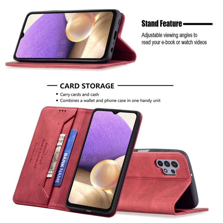 For Samsung Galaxy A32 5G Magnetic RFID Blocking Anti-Theft Leather Case with Holder & Card Slots & Wallet