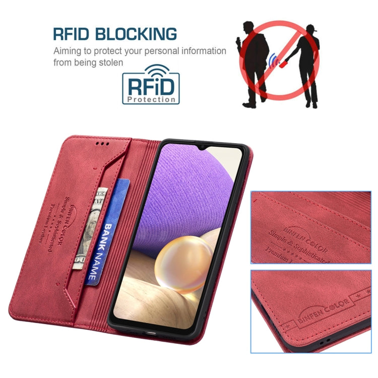 For Samsung Galaxy A32 5G Magnetic RFID Blocking Anti-Theft Leather Case with Holder & Card Slots & Wallet