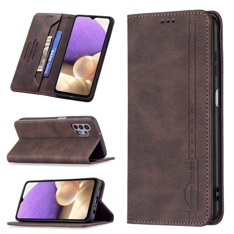 For Samsung Galaxy A32 5G Magnetic RFID Blocking Anti-Theft Leather Case with Holder & Card Slots & Wallet