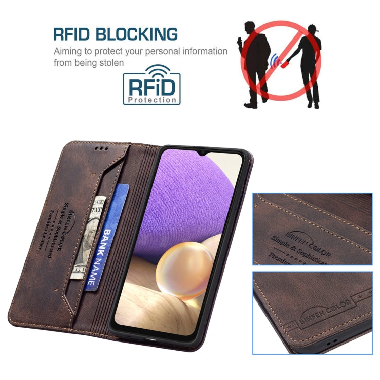 For Samsung Galaxy A32 5G Magnetic RFID Blocking Anti-Theft Leather Case with Holder & Card Slots & Wallet