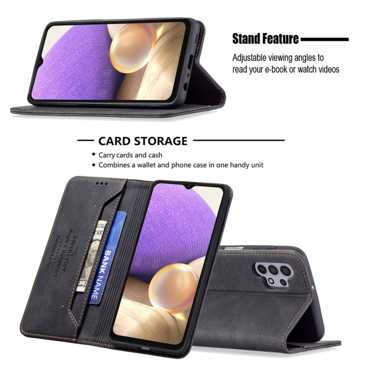 For Samsung Galaxy A32 5G Magnetic RFID Blocking Anti-Theft Leather Case with Holder & Card Slots & Wallet