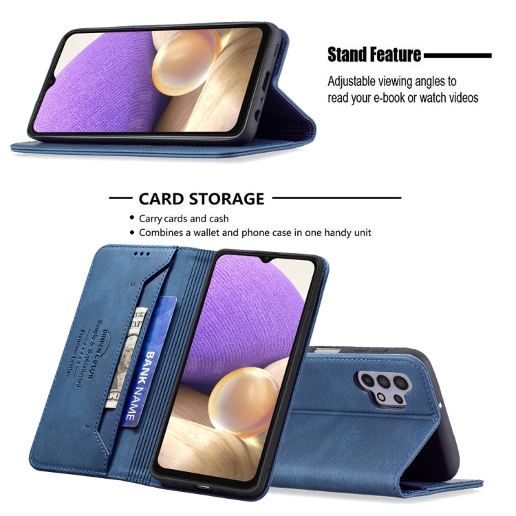 For Samsung Galaxy A32 5G Magnetic RFID Blocking Anti-Theft Leather Case with Holder & Card Slots & Wallet
