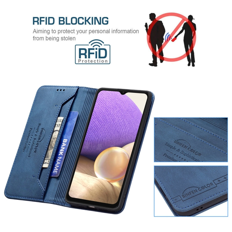 For Samsung Galaxy A32 5G Magnetic RFID Blocking Anti-Theft Leather Case with Holder & Card Slots & Wallet