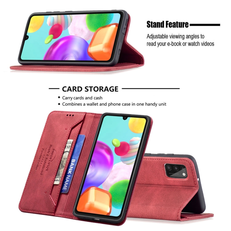 For Samsung Galaxy A41 Magnetic RFID Blocking Anti-Theft Leather Case with Holder & Card Slots & Wallet