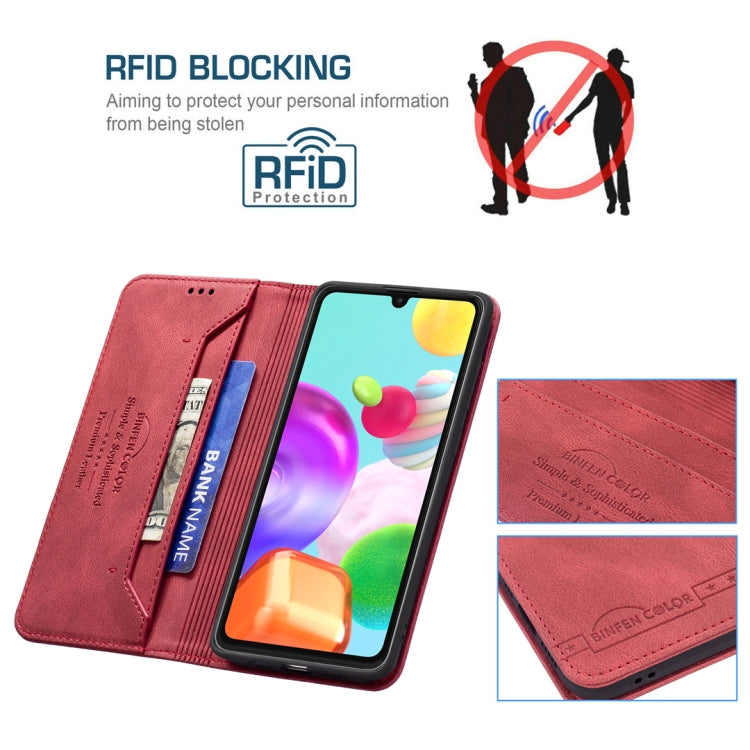 For Samsung Galaxy A41 Magnetic RFID Blocking Anti-Theft Leather Case with Holder & Card Slots & Wallet