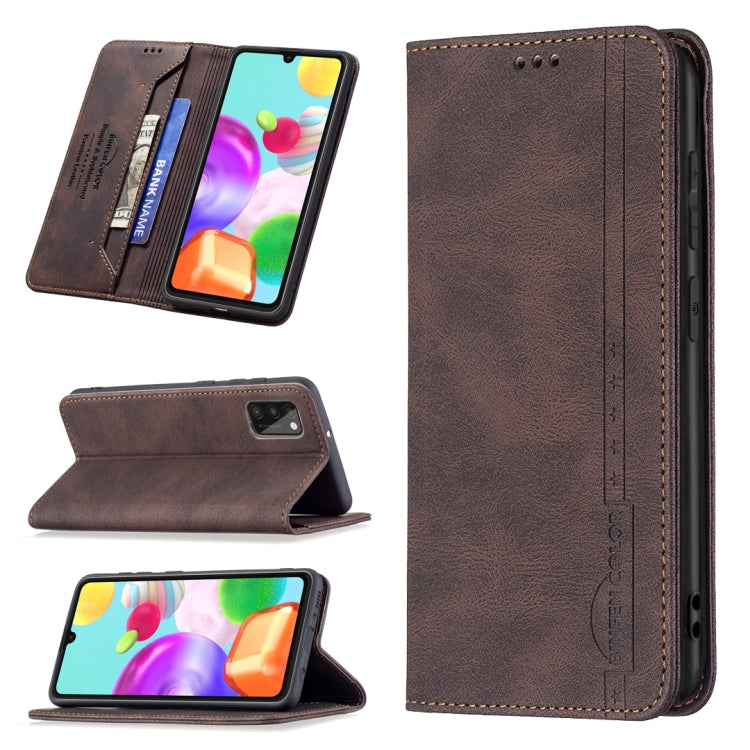 For Samsung Galaxy A41 Magnetic RFID Blocking Anti-Theft Leather Case with Holder & Card Slots & Wallet