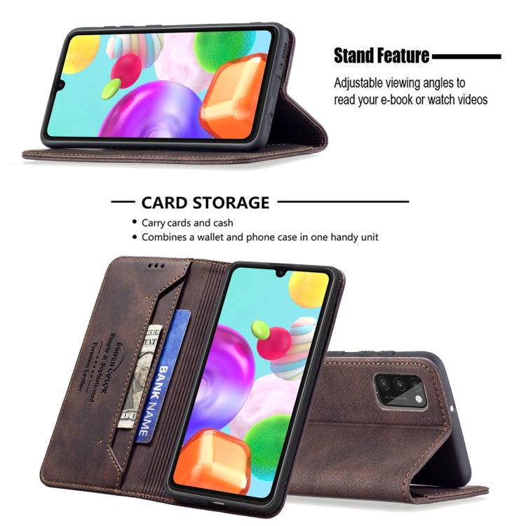 For Samsung Galaxy A41 Magnetic RFID Blocking Anti-Theft Leather Case with Holder & Card Slots & Wallet