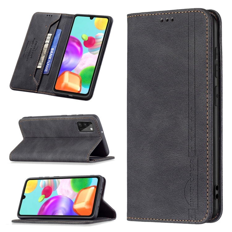 For Samsung Galaxy A41 Magnetic RFID Blocking Anti-Theft Leather Case with Holder & Card Slots & Wallet