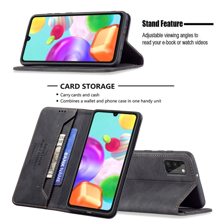 For Samsung Galaxy A41 Magnetic RFID Blocking Anti-Theft Leather Case with Holder & Card Slots & Wallet
