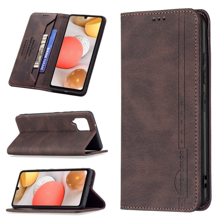 For Samsung Galaxy A42 Magnetic RFID Blocking Anti-Theft Leather Case with Holder & Card Slots & Wallet