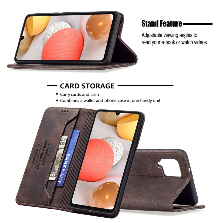 For Samsung Galaxy A42 Magnetic RFID Blocking Anti-Theft Leather Case with Holder & Card Slots & Wallet
