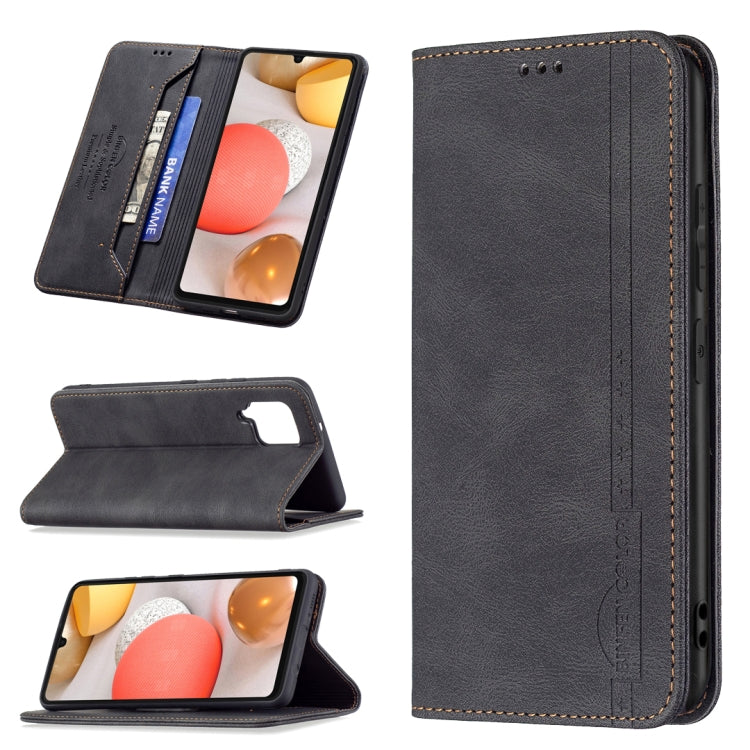 For Samsung Galaxy A42 Magnetic RFID Blocking Anti-Theft Leather Case with Holder & Card Slots & Wallet