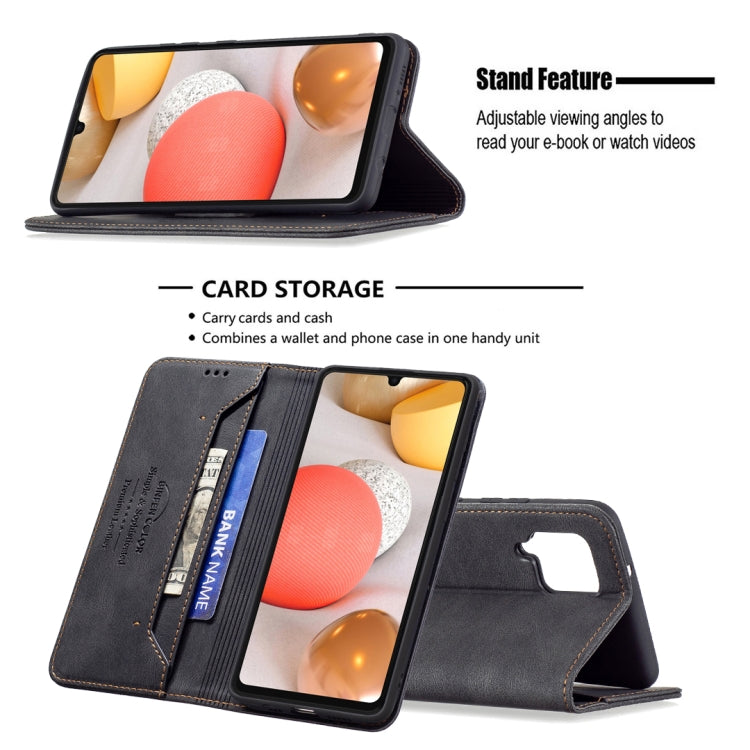 For Samsung Galaxy A42 Magnetic RFID Blocking Anti-Theft Leather Case with Holder & Card Slots & Wallet